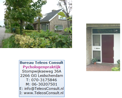 Bureau Teleos Consult Psychologenpraktijk, Stompwijkseweg 36A, 2266 GG Leidschendam, T:070-3175846
